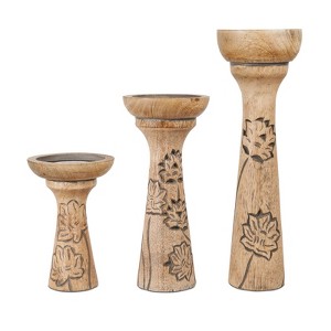 Mela Artisans Floral Vine Candleholders in Natural Over Grey, Set of 3 - 1 of 4