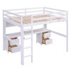 NicBex Full Size Bunk Bed with Desk Wood Rack Bed Frame with Storage Shelves and Drawers, Guardrail and Ladder, No Spring Box Required - 3 of 4