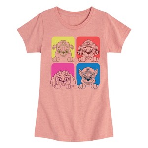 Girls' - Paw Patrol - Sketch Grid Fitted Short Sleeve Graphic T-Shirt - 1 of 4