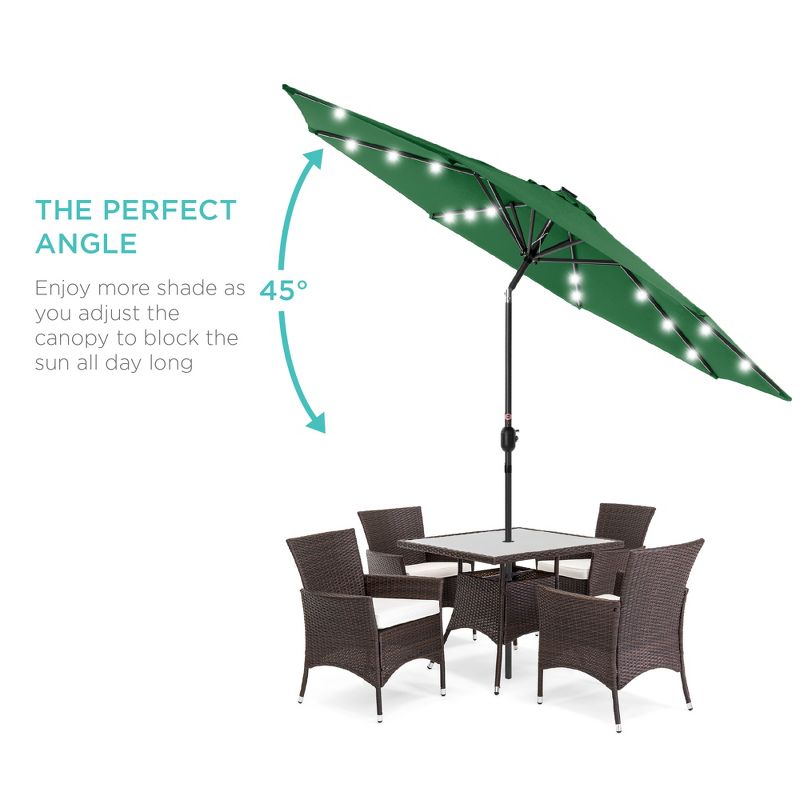 Best Choice Products 10ft Solar LED Lighted Patio Umbrella w/ Tilt Adjustment, UV-Resistant Fabric, 3 of 10