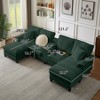 VASIP 120" Modular Corduroy  Sectional Sofa Bed,Modern U-Shaped 4-Seater Couch with Cup Holders and Storage, For Living Room, Apartment,Lounge,Beige - 2 of 4