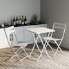 VYNXARIA 3 Piece Patio Bistro Set of Foldable Square Table and Chairs, White - 4 of 4
