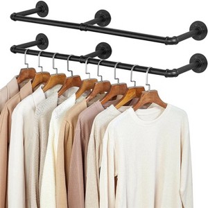 Artloge 70 Inch Heavy Metal Wall Mounted Clothes Rack Industrial Pipe Clothes Coat Hanger Bar Display Rack Tubing Rack Open Wardrobe - 1 of 4