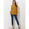 Allegra K Women's Floral Loose V Neck Long Sleeve Button-Up Shirt - 3 of 4