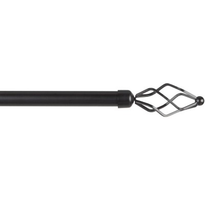 Matte Black Adjustable Iron Curtain Rod with Wired Torch Finials