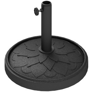 Aghana Digitals 26 lbs Bronze Resin-Concrete Patio Umbrella Base with Retro Lotus Design, Fits - 1 of 4