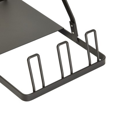 Black Powder Coated Metal Cordless Vacuum Stand with Wooden Handle