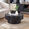 Hrinhom 31.5"W Modern Natural Wood Veneer Flower Shaped Coffee Table with Storage - 3 of 4