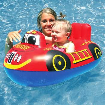 Swim Central Inflatable Red and Blue Transportation Rider Firetruck Swimming Pool Baby Float, 29.5-Inch