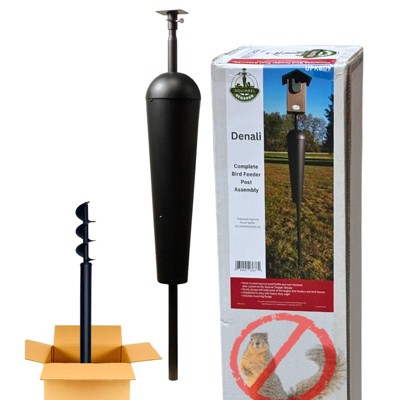Squirrel Stopper Denali Mounting 1.25" Pole with Squirrel Proof & Racoon Proof Baffle. Bird Houses and Bird Feeders are mounted to the top of the