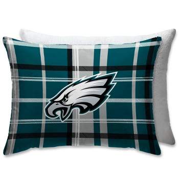 NFL Philadelphia Eagles Plush Plaid Bed Pillow with Sherpa Back