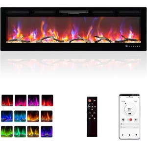 Acekool 72" Smart Electric Fireplace, WiFi/Remote Control, 1500W/750W Heater, 12 Flame Colors, Wall Mount or Recessed - 1 of 4