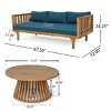 3 Seater Acacia Wood Outdoor Daybed and Coffee Table Set,2 Piece Wood Garden Furniture Sofa Set,Patio Lounge Set with Cushions-Coolbibila - 4 of 4