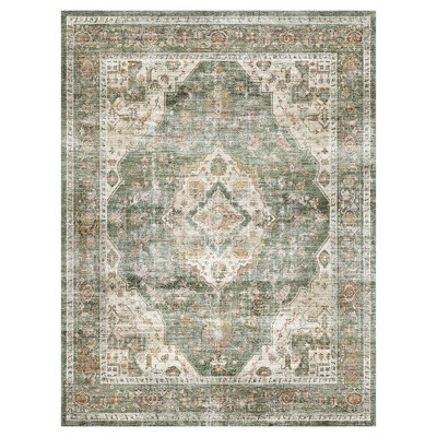 MontVoo Oriental Machine Washable Area Rug Sage Green