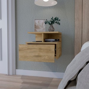 Kumasinova Floating Night Stand with 2 Shelves&Drawer,Wall Mounted Bedside Table,Modern Nightstand for Living Room,Bedroom Furniture - 1 of 4