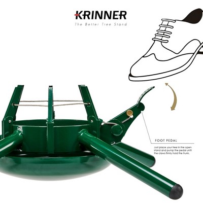 Krinner Green Steel Christmas Tree Stand with Foot Pedal and Water Reservoir