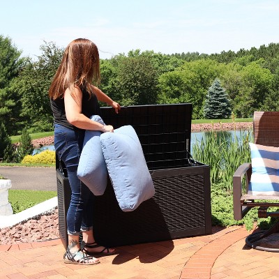 Phantom Gray Lockable Faux Wicker Outdoor Deck Box