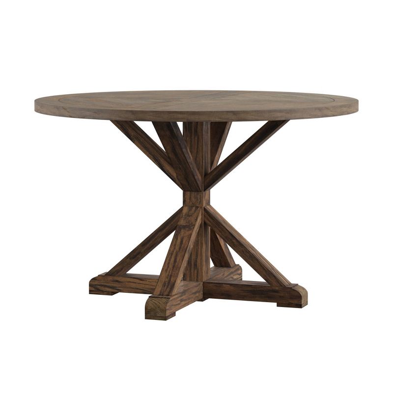 Sierra Round Farmhouse Pedestal Base Wood Dining Table - Inspire Q, 1 of 12