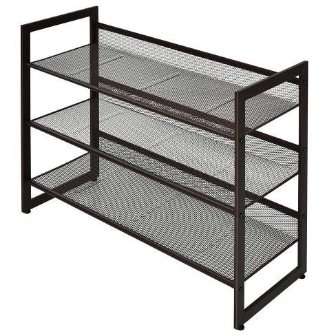 Tangkula Iron Shoe Shelf 3 Tier Space Saving Layered Shoes Shelving Shoes  Storage Organizer : Target