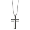 Chisel Stainless Steel Polished Black IP-plated Laser Cut Cross Pendant on a 20" Ball Chain Necklace - 3 of 4
