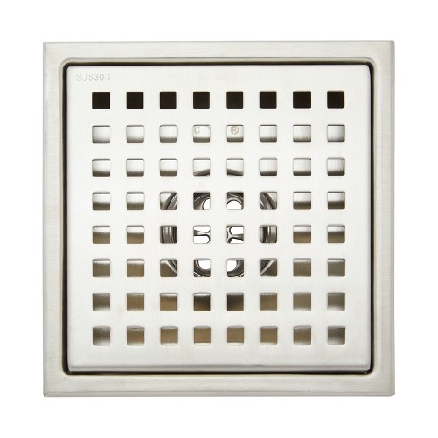 4 Inch Square Shower Floor Drain, 304 Stainless Steel Shower Drain