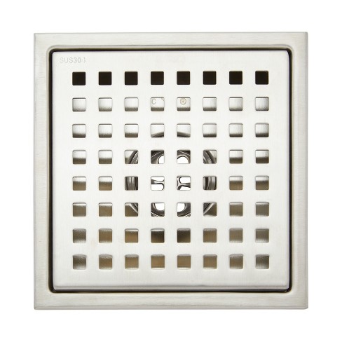 Built Industrial 5.8-inch Stainless Steel Square Shower Drain Cover For  Bathrooms, Showers, And Sinks, Floor Drain With 2 In Bottom Outlet, Silver  : Target