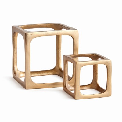 Plum & Post Cubist Sculptures Decorative Objects Set of 2