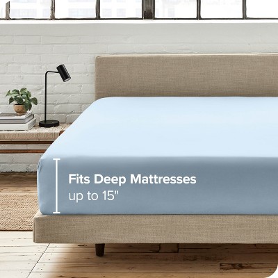 Winter Blue Organic Cotton Percale Twin XL Fitted Sheet Set