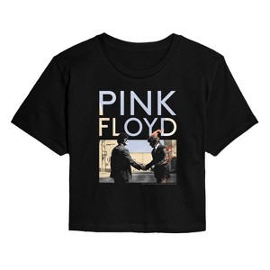 Women's - Pink Floyd - Pink Floyd Wywh Handshake Fire Cropped Graphic T-Shirt - 1 of 4