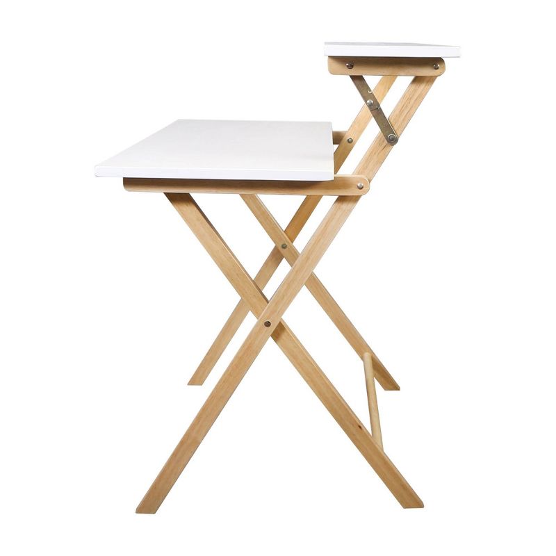 Solid Wood 2 Tier Foldable Laptop Desk White/Natural - Flora Home, 2 of 12