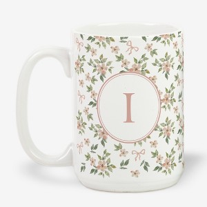 Personalization Mall Blush & Bloom 15oz Ceramic Mug, Pink Bows - 1 of 2