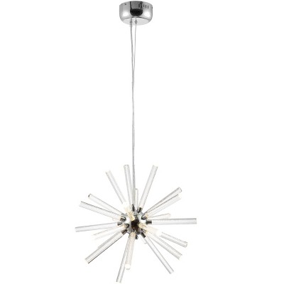 Gema 19" Chrome Crystal LED Starburst Pendant Light