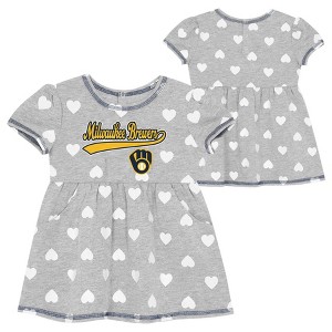 MLB Milwaukee Brewers Infant Girls Gray Dress - 18M