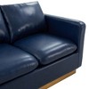 LeisureMod Nervo Mid-Century Modern Upholstered Faux Leather Loveseat with Gold Frame - 4 of 4