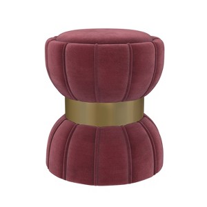 Simple Relax Upholstered Hourglass Silhouette Ottoman in Berry
 and Gold - 1 of 4