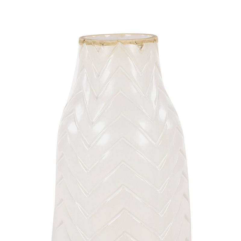 12&#34; x 7&#34; Round White Ceramic Vase with Chevron Pattern - Olivia &#38; May, 5 of 6
