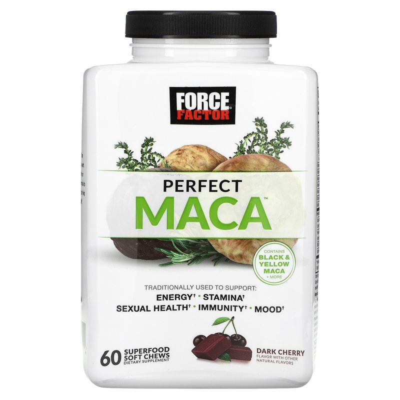 Force Factor Perfect Maca , Dark Cherry, 60 Superfood Soft Chews, 1 of 3