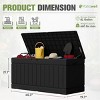 82-Gallon Resin Deck Box with Lock, Water-Resistant Outdoor Storage for Patio Furniture Cushions, Pool Toys & Garden Tools - 4 of 4