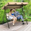 Tangkula Brown Outdoor Swing Canopy Patio Swing Chair 3 Person Canopy Hammock - 2 of 4