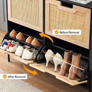 Shoe Cabinet with 4 Drawers - Twith Fluted Panel Shoe Storage Cabinet，3 Gears - 1 of 4