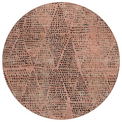 Salmon Charcoal And Beige Geometric Washable Indoor Outdoor Area Rug