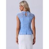 INSPIRE CHIC Women's Mock Neck Cap Sleeve Crochet Lace Peplum Blouse - 4 of 4