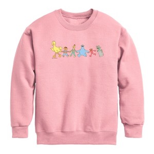 Boys' - Sesame Street - SS Group Muted Graphic Long Sleeve Fleece Sweatshirt - 1 of 3