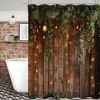 Paaaawaters 1pc Vintage Rustic Wooden Board Door Shower Curtain, Green Leaves On Farmhouse Country Wood Plank - 2 of 4