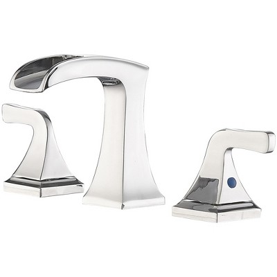 BWE 8 in. Widespread 2-Handle Waterfall Bathroom Sink Faucet in Polished Chrome