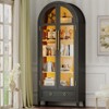 Fredees 73" Tall Arched Display Cabinet, 4-Tier Curio Cabinet with 3-Color LED Lights and Human Sensor, Adjustable Shelf for Toys & Books - 3 of 4