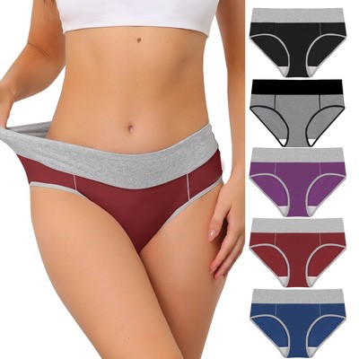 Agnes Orinda Women's Plus Size 5 Packs Mid-High Waist Solid Stretchy Comfortable Briefs