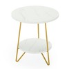 Resenkos Sofa Side End Table, End Table, Couch Table,Faux Marble End Table, 2-Tier Round Sofa Bedside Table with Shelves,Black Faux Marble & Gold - 3 of 3