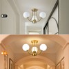 PAKOKULA 3-Light Gold Industrial Semi-Flush Mount Ceiling Light With Globe Frosted Glass Shade for Dinning Room Entryway - 4 of 4