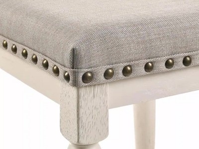 Tasnim Antique White and Oak Backless Counter Height Stool